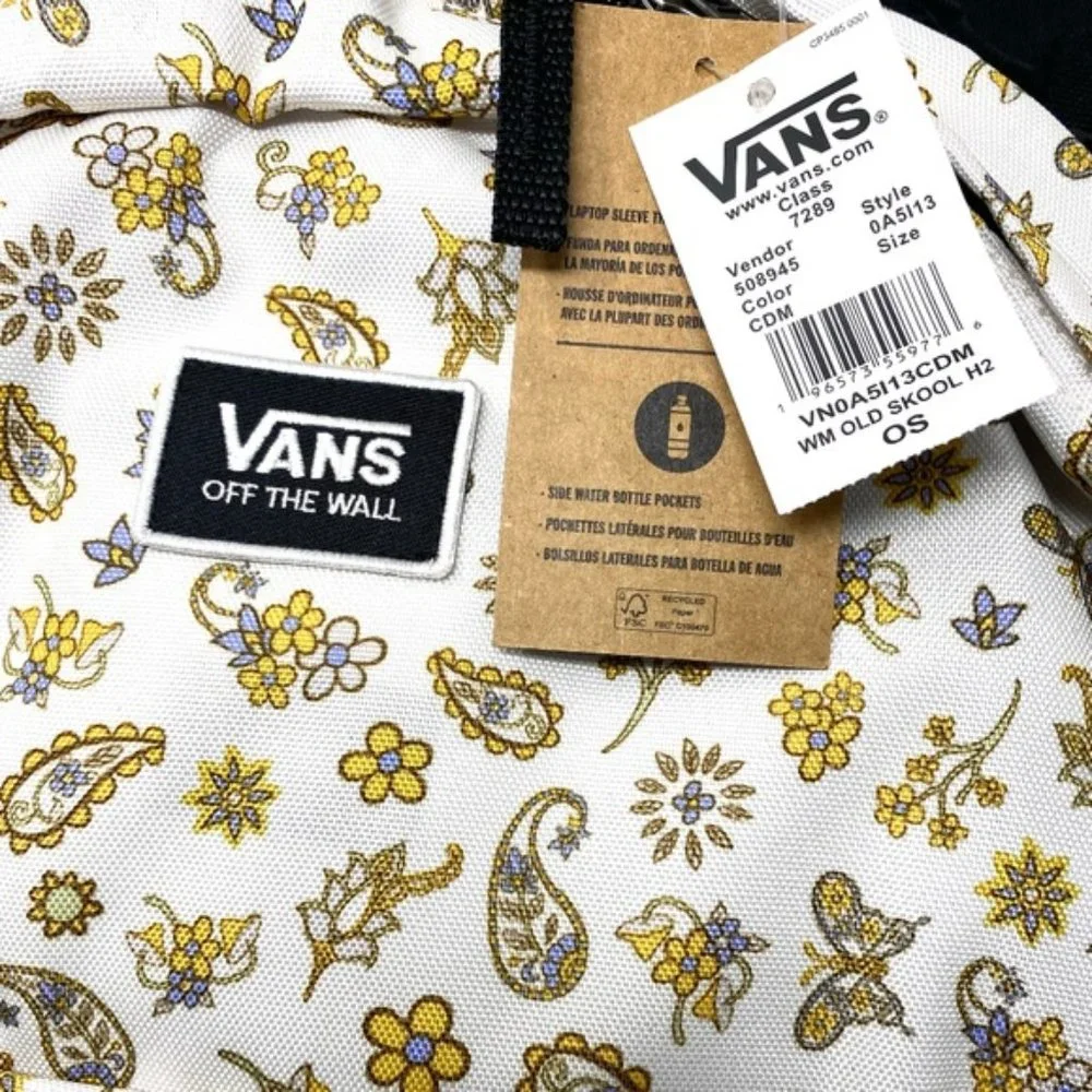 VANS Old Skool H20 Backpack Unisex Beige Polyester Laptop Sleeve Zip VN0A5I13CDM